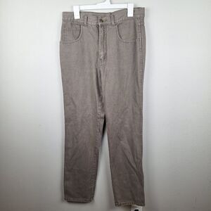 Vtg 80's Zeppelin Mens Straight Leg Jeans 34x34 Grey Brown Crest Patch YKK Zip